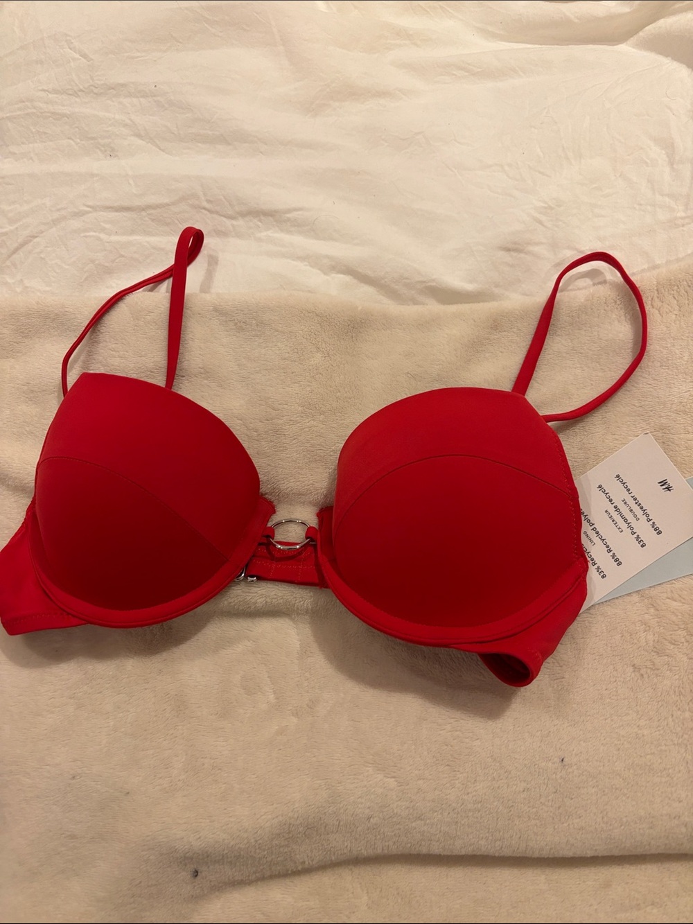 NWT H&M Women’s Red Push-Up Bra with Ring Front Sz 34b